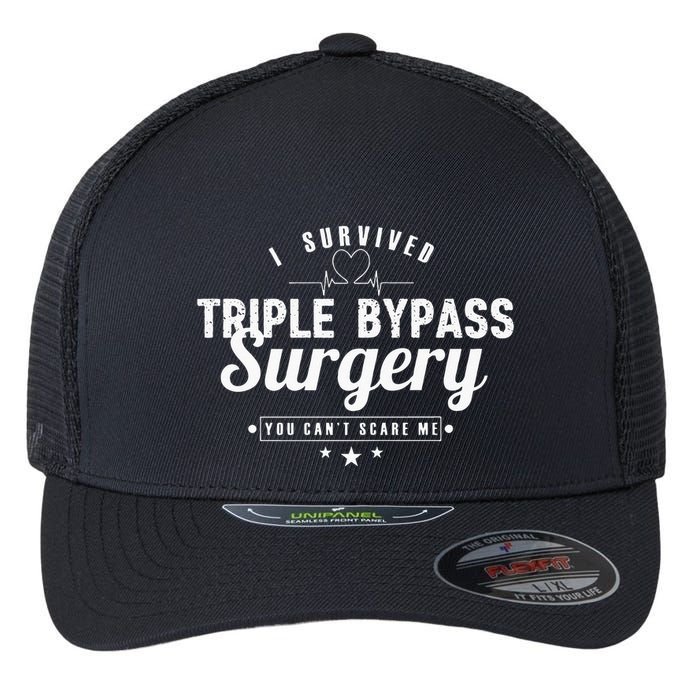 Open Heart Surgery Recovery Apparel I SURVIVED TRIPLE BYPASS Flexfit Unipanel Trucker Cap