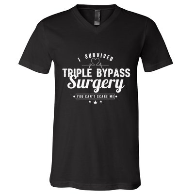 Open Heart Surgery Recovery Apparel I SURVIVED TRIPLE BYPASS V-Neck T-Shirt