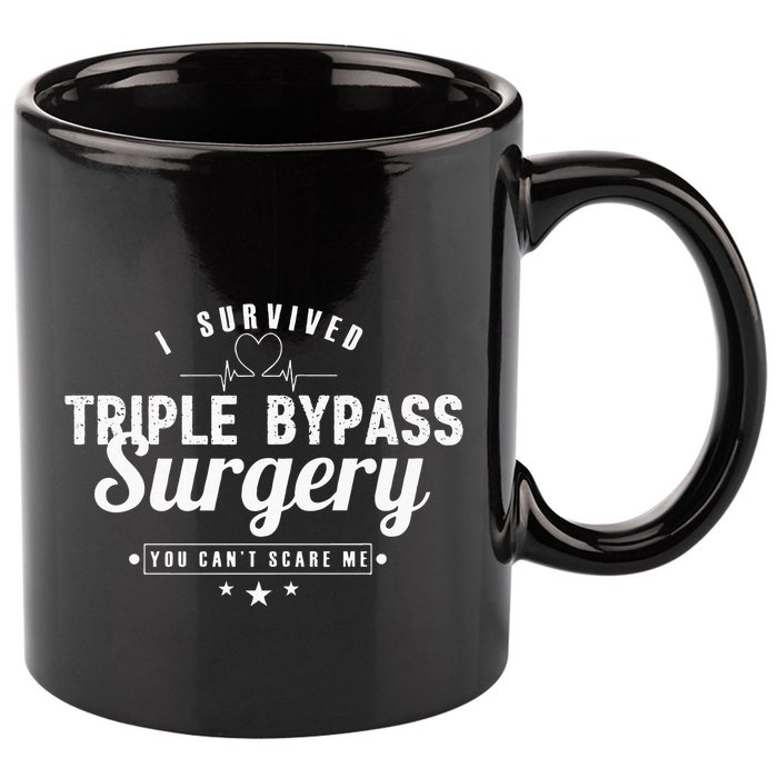 Open Heart Surgery Recovery Apparel I SURVIVED TRIPLE BYPASS 11oz C Handle Ceramic Mug