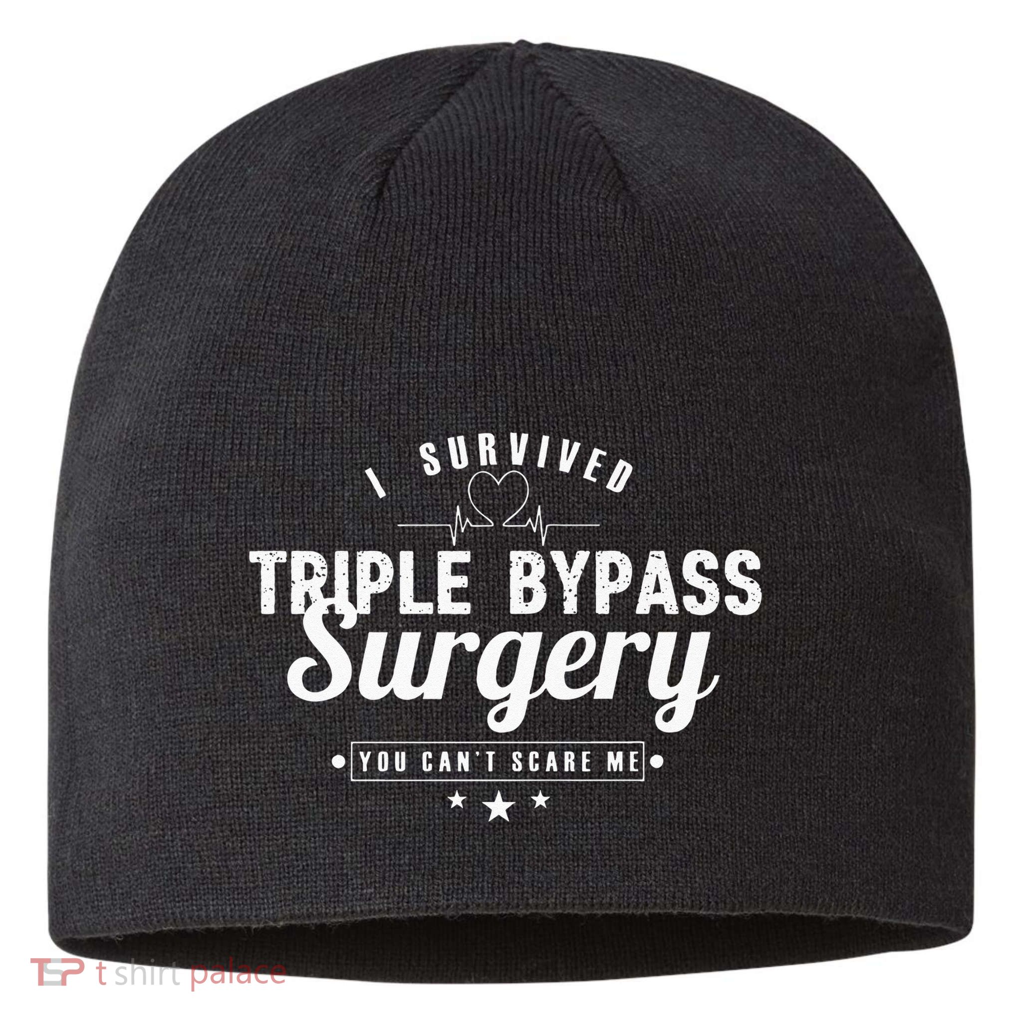 Open Heart Surgery Recovery Apparel I SURVIVED TRIPLE BYPASS Sustainable Beanie