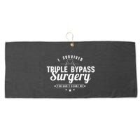 Open Heart Surgery Recovery Apparel I SURVIVED TRIPLE BYPASS Large Microfiber Waffle Golf Towel