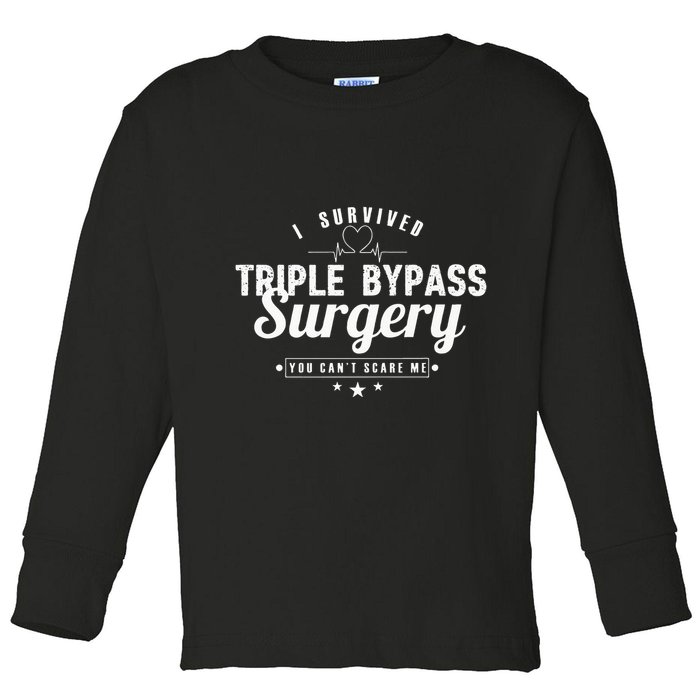 Open Heart Surgery Recovery Apparel I SURVIVED TRIPLE BYPASS Toddler Long Sleeve Shirt
