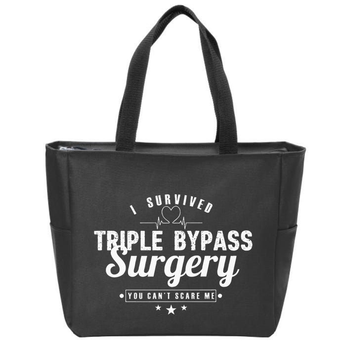 Open Heart Surgery Recovery Apparel I SURVIVED TRIPLE BYPASS Zip Tote Bag