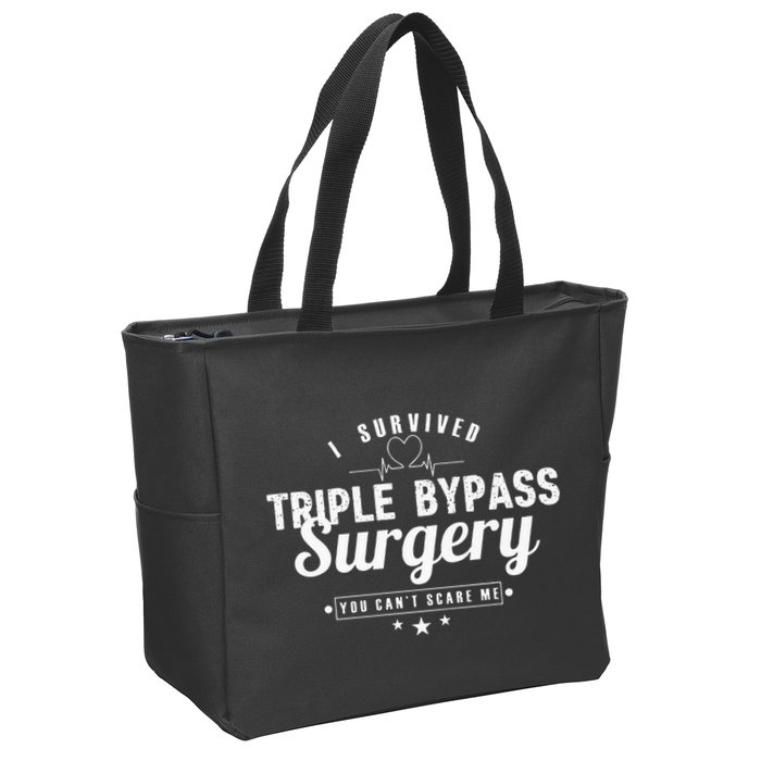Open Heart Surgery Recovery Apparel I SURVIVED TRIPLE BYPASS Zip Tote Bag
