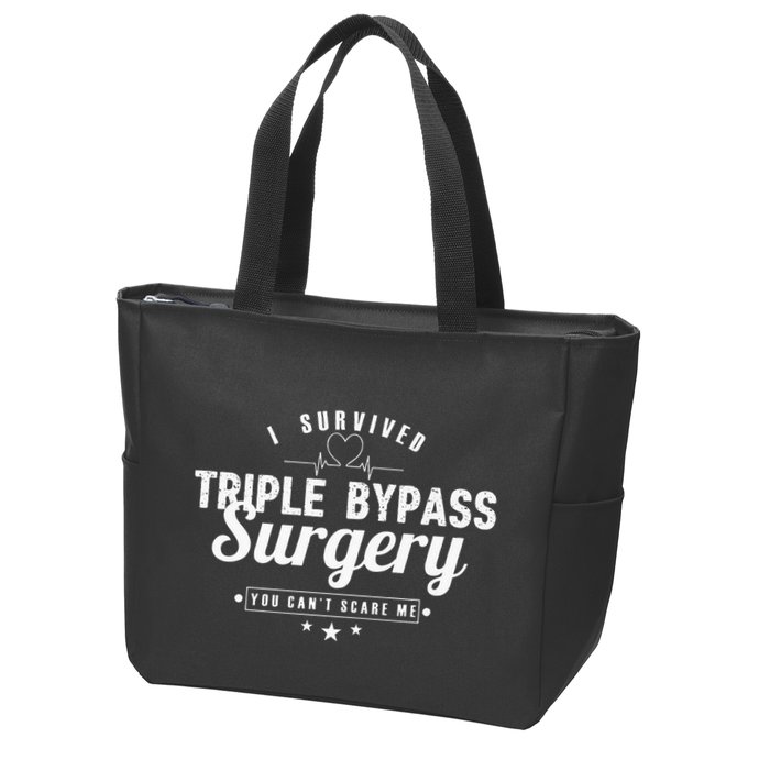 Open Heart Surgery Recovery Apparel I SURVIVED TRIPLE BYPASS Zip Tote Bag