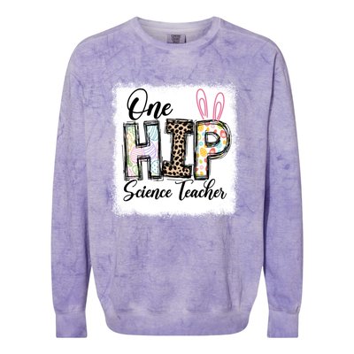 One Hip Science Teacher Leopard Teacher Easter Day Gift Colorblast Crewneck Sweatshirt