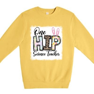 One Hip Science Teacher Leopard Teacher Easter Day Gift Premium Crewneck Sweatshirt