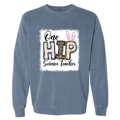 One Hip Science Teacher Leopard Teacher Easter Day Gift Garment-Dyed Sweatshirt