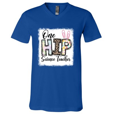 One Hip Science Teacher Leopard Teacher Easter Day Gift V-Neck T-Shirt