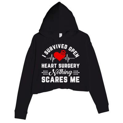 Open Heart Surgery Warrior Gift For Heart Patients Survivor Crop Fleece Hoodie