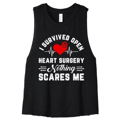 Open Heart Surgery Warrior Gift For Heart Patients Survivor Women's Racerback Cropped Tank