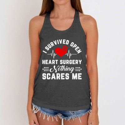 Open Heart Surgery Warrior Gift For Heart Patients Survivor Women's Knotted Racerback Tank