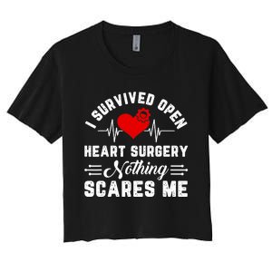 Open Heart Surgery Warrior Gift For Heart Patients Survivor Women's Crop Top Tee