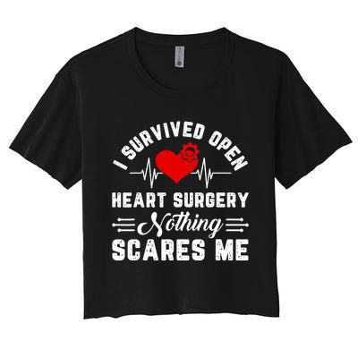 Open Heart Surgery Warrior Gift For Heart Patients Survivor Women's Crop Top Tee