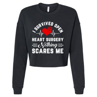 Open Heart Surgery Warrior Gift For Heart Patients Survivor Cropped Pullover Crew