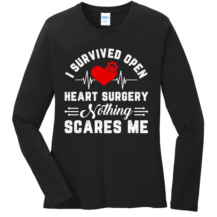 Open Heart Surgery Warrior Gift For Heart Patients Survivor Ladies Long Sleeve Shirt