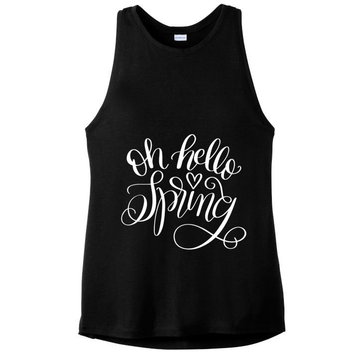 Oh Hello Spring Quote Ladies PosiCharge Tri-Blend Wicking Tank