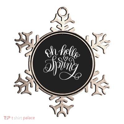 Oh Hello Spring Quote Metallic Star Ornament