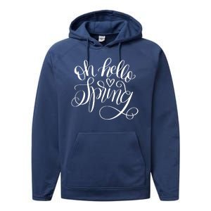 Oh Hello Spring Quote Performance Fleece Hoodie