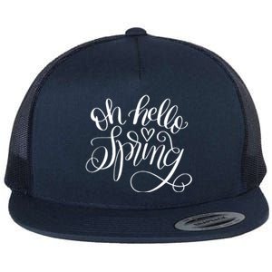 Oh Hello Spring Quote Flat Bill Trucker Hat