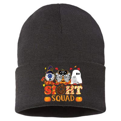 Optometrist Halloween Sight Squad Witch Pumpkin Optician Sustainable Knit Beanie