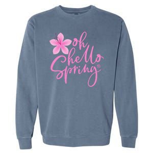 Oh Hello Spring Cute Garment-Dyed Sweatshirt