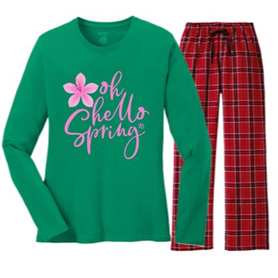 Oh Hello Spring Cute Women's Long Sleeve Flannel Pajama Set 