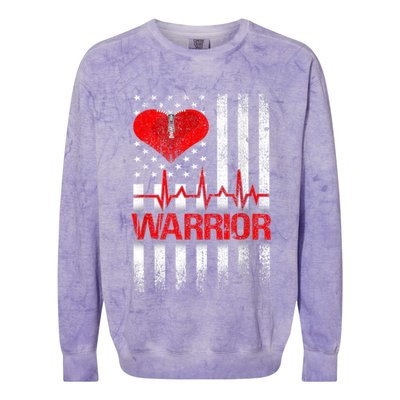 Open Heart Surgery Warrior Gift For Heart Patients Survivor Colorblast Crewneck Sweatshirt