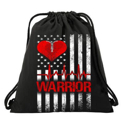 Open Heart Surgery Warrior Gift For Heart Patients Survivor Drawstring Bag