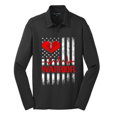 Open Heart Surgery Warrior Gift For Heart Patients Survivor Silk Touch Performance Long Sleeve Polo