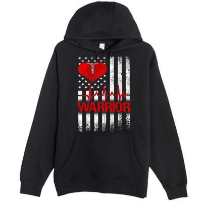 Open Heart Surgery Warrior Gift For Heart Patients Survivor Premium Pullover Hoodie