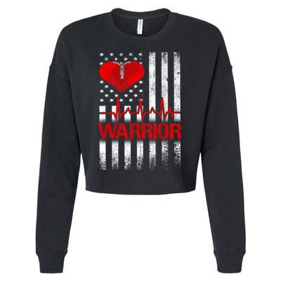 Open Heart Surgery Warrior Gift For Heart Patients Survivor Cropped Pullover Crew