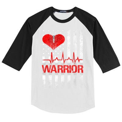 Open Heart Surgery Warrior Gift For Heart Patients Survivor Kids Colorblock Raglan Jersey