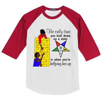 OES Help Sister Up Order Of The Eastern Star Mothers Day Kids Colorblock Raglan Jersey