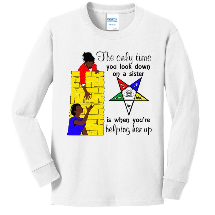 OES Help Sister Up Order Of The Eastern Star Mothers Day Kids Long Sleeve Shirt