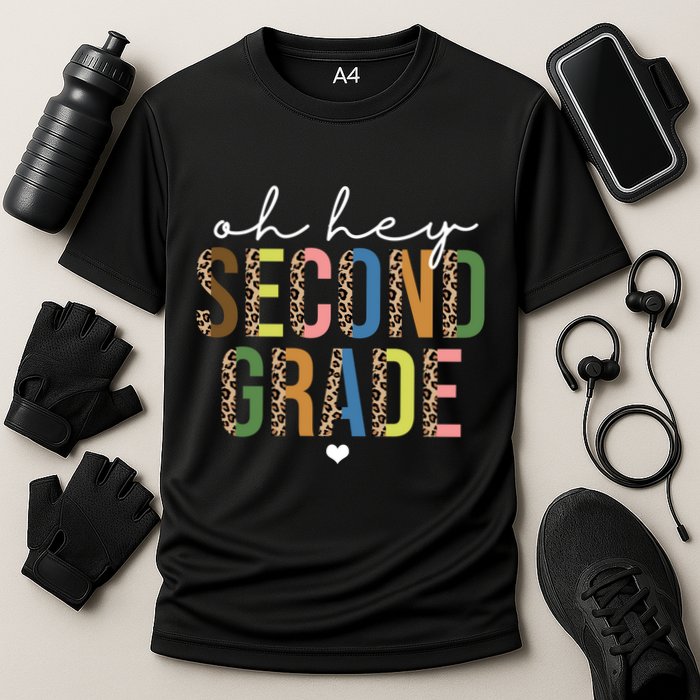 Oh Hey Second Grade Cheetah Print Cooling Performance Crew T-Shirt