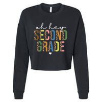 Oh Hey Second Grade Cheetah Print Cropped Pullover Crew