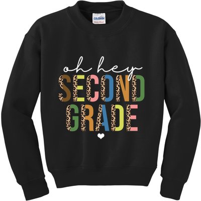 Oh Hey Second Grade Cheetah Print Kids Sweatshirt
