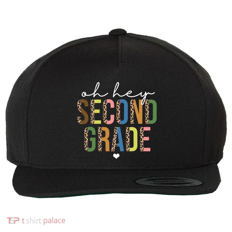 Oh Hey Second Grade Cheetah Print Wool Snapback Cap