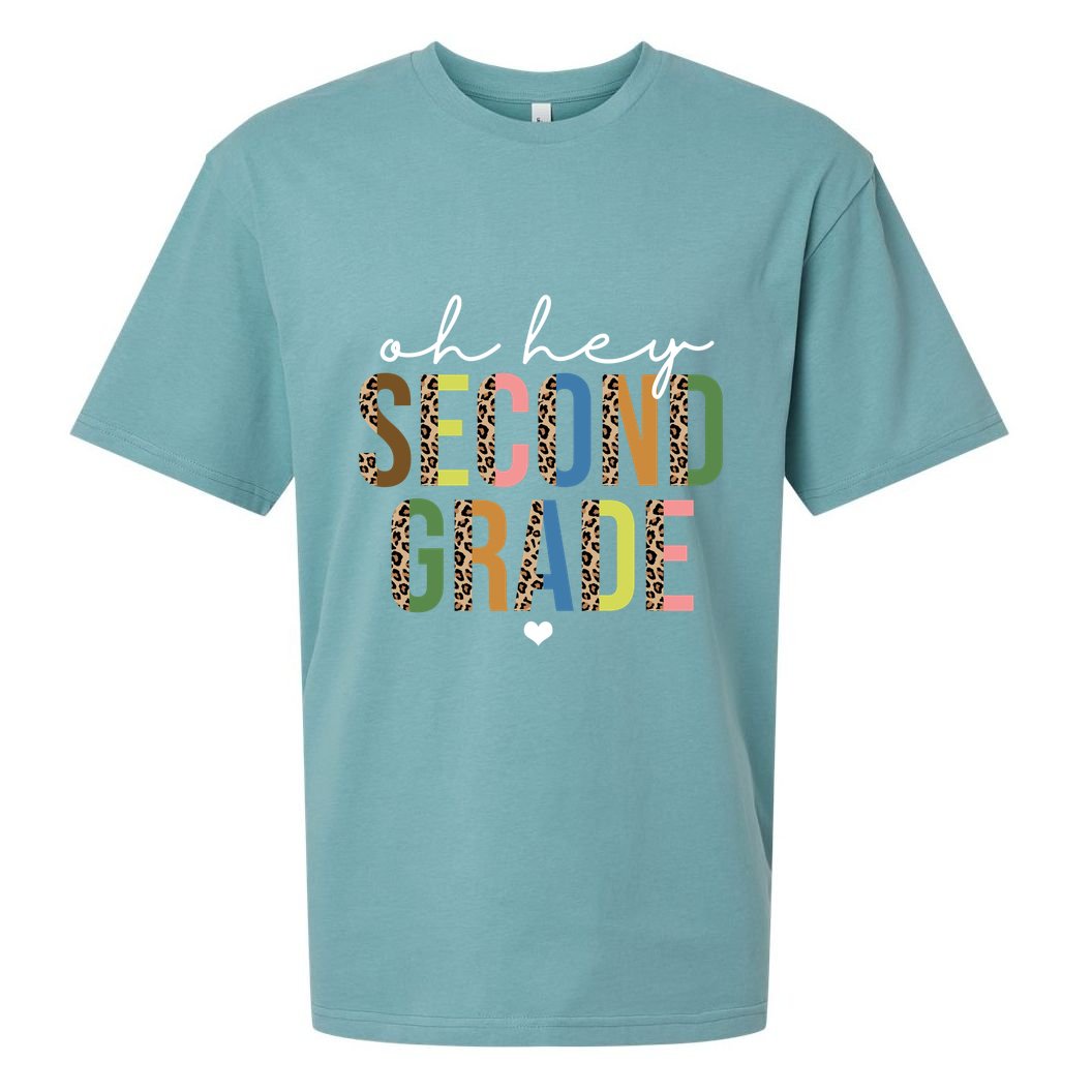Oh Hey Second Grade Cheetah Print Sueded Cloud Jersey T-Shirt