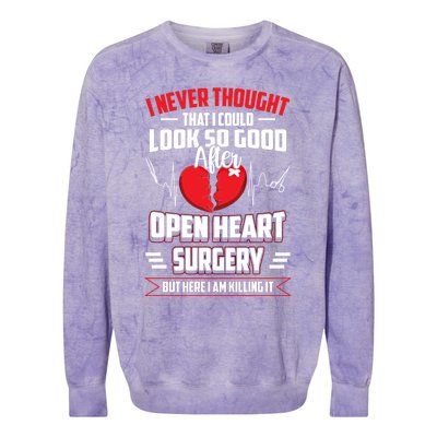 Open Heart Surgery Heart Bypass Cool Gift Colorblast Crewneck Sweatshirt