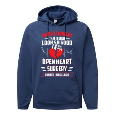 Open Heart Surgery Heart Bypass Cool Gift Performance Fleece Hoodie