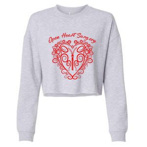 Open Heart Surgery Meaningful Gift Cute Heart Patients Meaningful Gift Cropped Pullover Crew