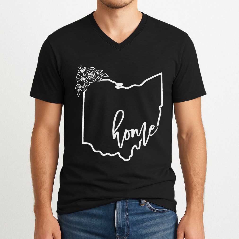Ohio Home State I Love Ohio O.H.I.O State Map V-Neck T-Shirt