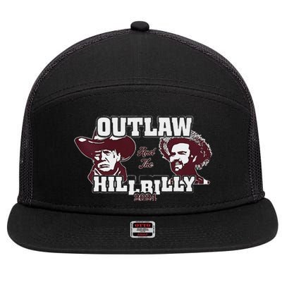 Outlaw Hillbilly Trump Vance 2024 Vintage Gift 7 Panel Mesh Trucker Snapback Hat