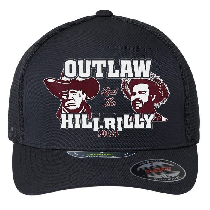 Outlaw Hillbilly Trump Vance 2024 Vintage Gift Flexfit Unipanel Trucker Cap