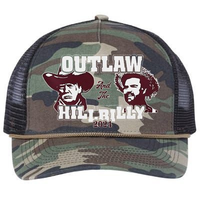 Outlaw Hillbilly Trump Vance 2024 Vintage Gift Retro Rope Trucker Hat Cap