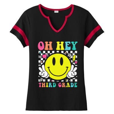 Oh Hey Third Grade Teacher First Day Of School Ladies Halftime Notch Neck Tee