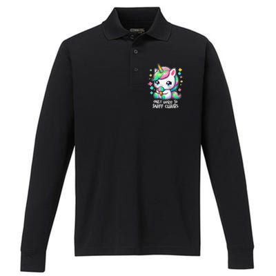 Only Here To Sniff Chairs Dank Meme Funny Oddly Specific Performance Long Sleeve Polo