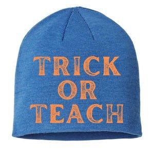 Orange Halloween Teacher Trick Or Treat Trick Or Teach Cute Gift Sustainable Beanie